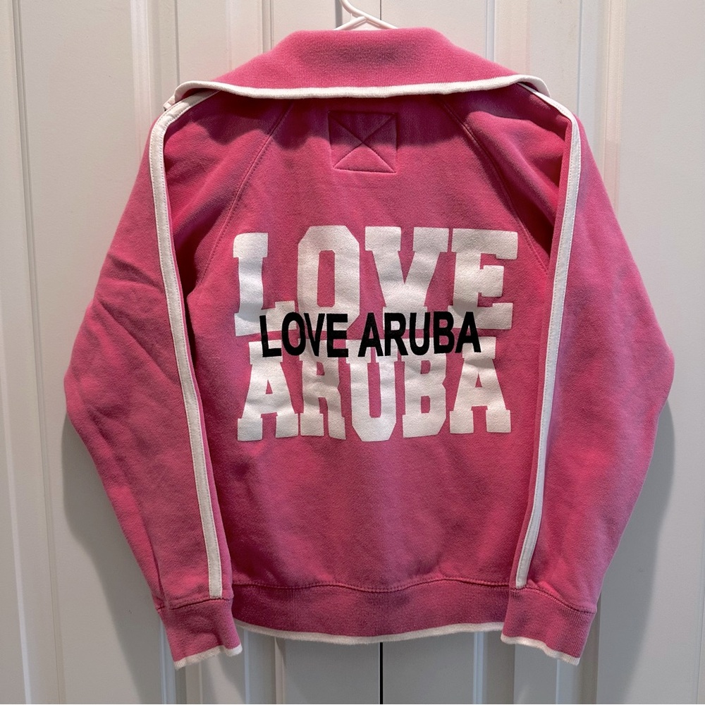 Too Cool Athletic Vintage Pink Love Aruba Track Jacket Sweatshirt S